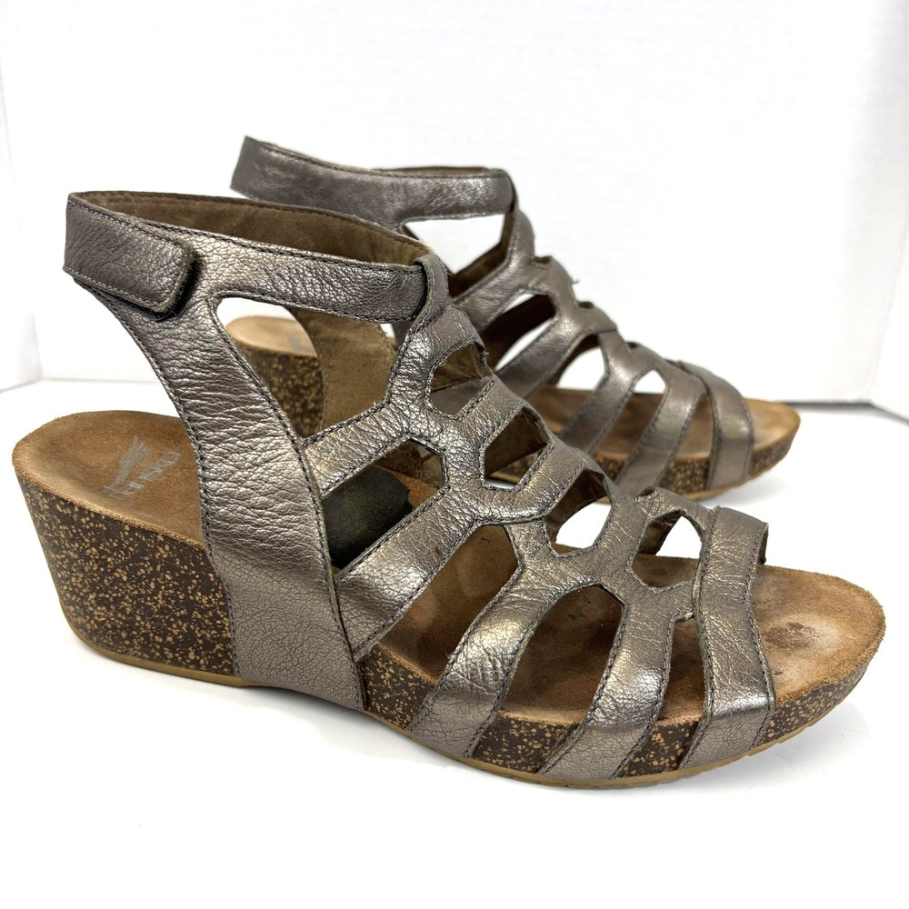 Dansko Selina Gladiator Wedge Sandals Womens Size 9 40 Bronze Leather Comfort